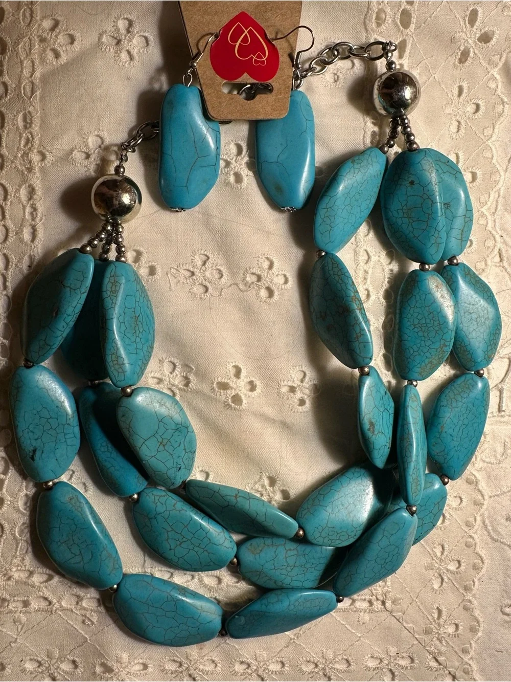 paparazzi Zi Turquoise Blue Multi-Strand Beaded Necklace with Drop Earrings
